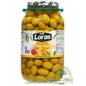 زیتون سبز لیمویی شکسته لوراس 1700 گرم خالص